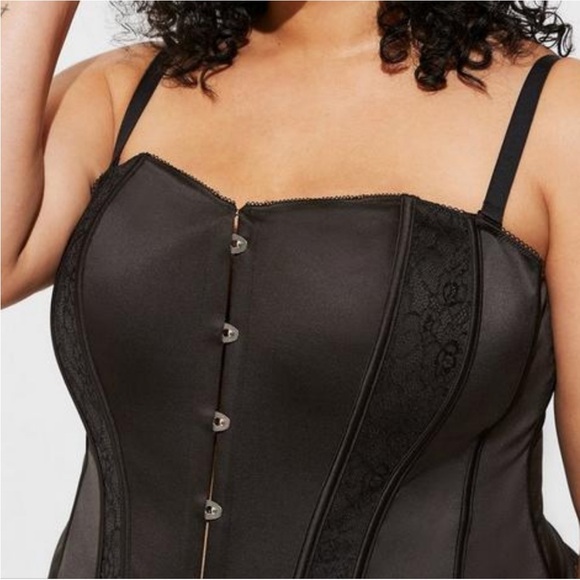 NWT Torrid CURVE Black Satin & Lace Corset Plus Size 3X - Picture 4 of 15